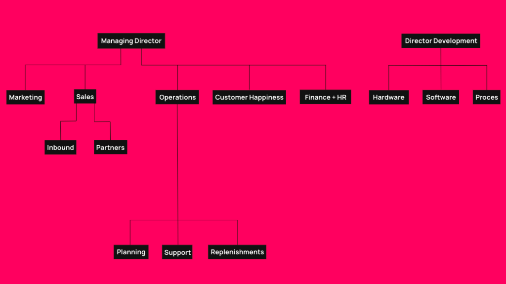 Organogram over de bedrijfscultuur van Junea